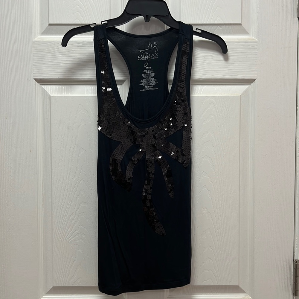 Miley Cyrus/Max Azria black long tank top with sequins